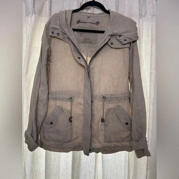 TOMMY BAHAMA Relax 100% Linen Khaki Safari
Field Utility Hooded Jacket S B1 - Picture 2 of 8